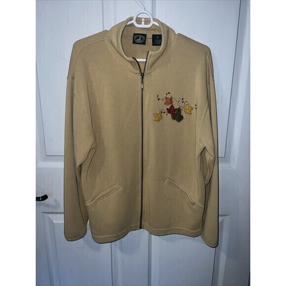 Lighthouse Apparel Sweater Full Zip Size Medium‎ Autumn Leaves Beige - Picture 1 of 8